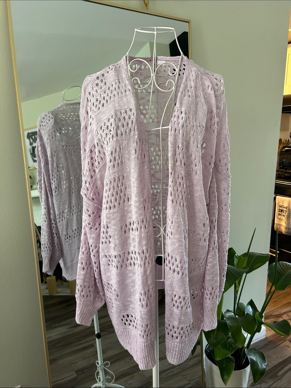 Light Lavender Open-Front Knit Cardigan/ oversize